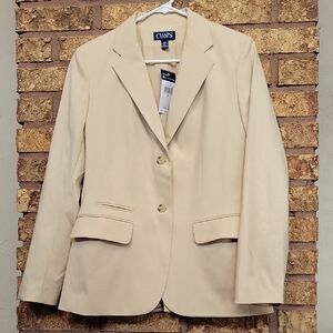 Chaps Khaki Tailored Blazer Jacket Size 8 New with Tags